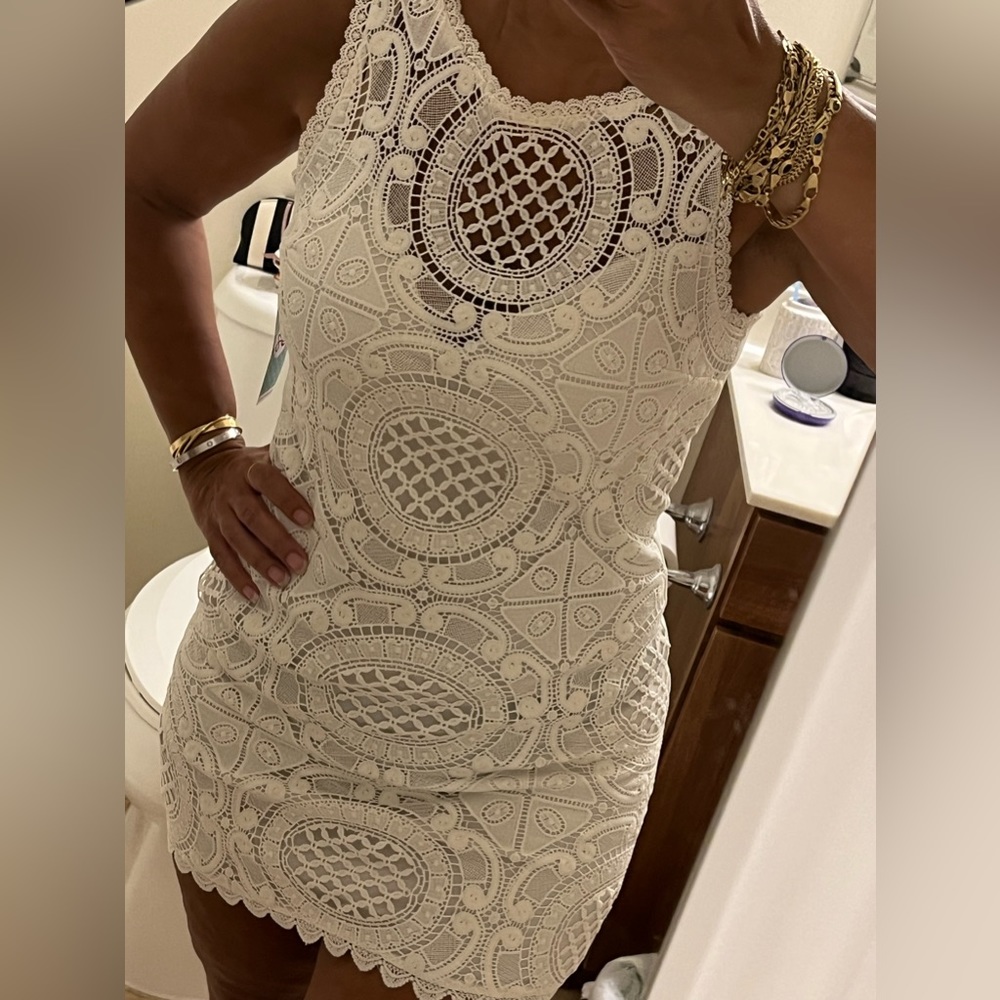 White mini lace dress